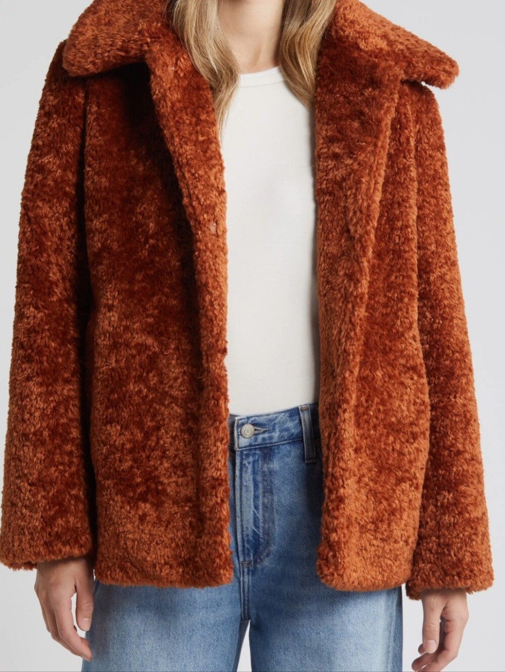 Sam Edelman Plush Teddy Jacket in Rust